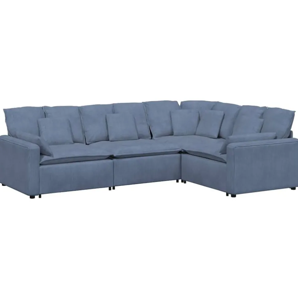 vidaXL Modulaire bank met kussens corduroy stof blauw