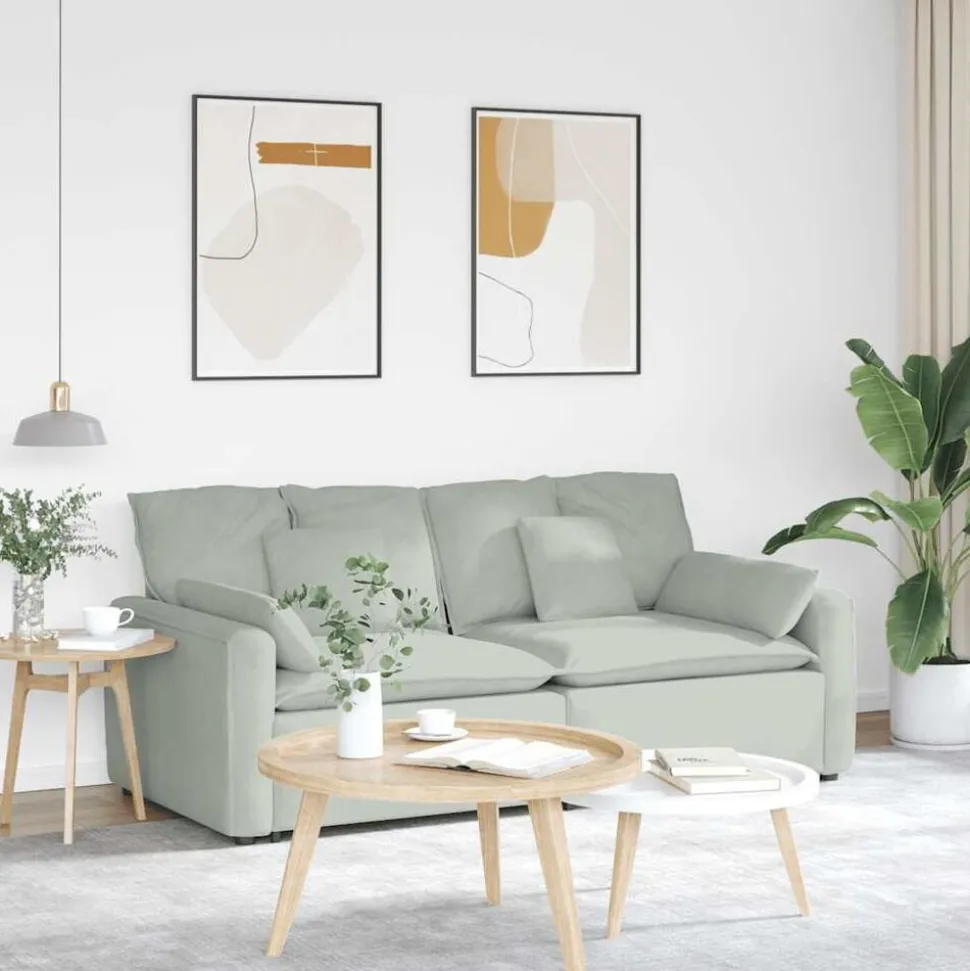 vidaXL Modulaire bank met kussens lichtgrijs