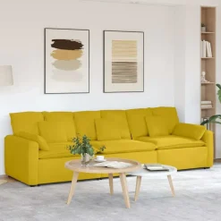 vidaXL Modulaire bank met kussens geel