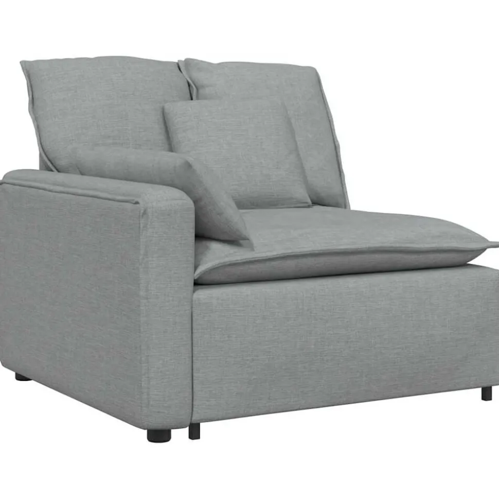 vidaXL Modulaire bank met kussens stof lichtgrijs