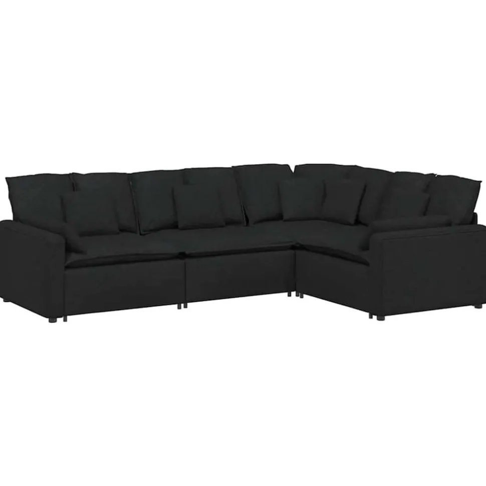 vidaXL Modulaire bank met kussens stof zwart