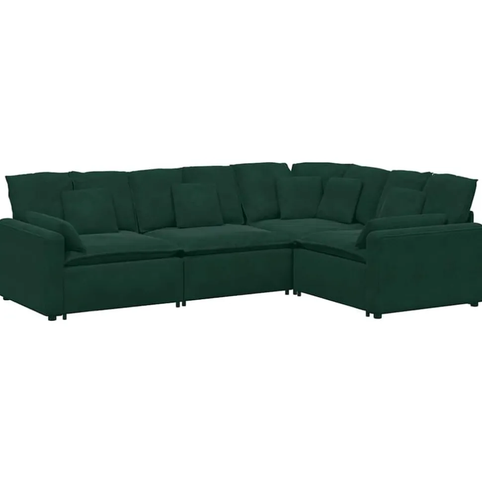 vidaXL Modulaire bank met kussens fluweel donkergroen