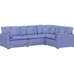 vidaXL Modulaire bank met kussens stof jeansblauw