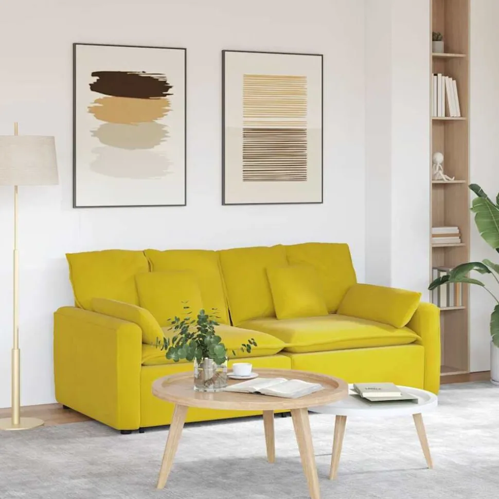 vidaXL Modulaire bank met kussens geel
