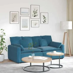 vidaXL Modulaire bank met kussens blauw