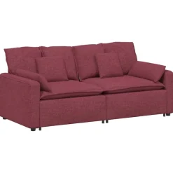 vidaXL Modulaire bank met kussens wijnrood