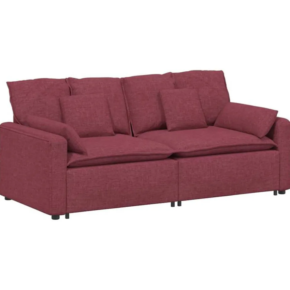 vidaXL Modulaire bank met kussens wijnrood