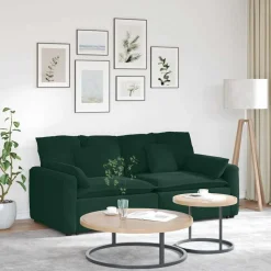 vidaXL Modulaire bank met kussens donkergroen