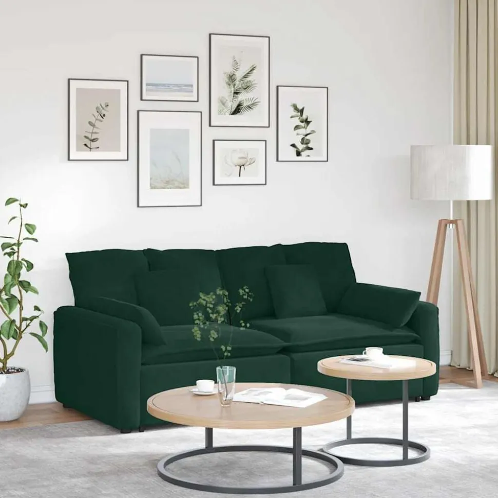 vidaXL Modulaire bank met kussens donkergroen