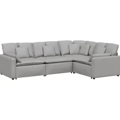 vidaXL Modulaire bank met kussens stof wolk grijs