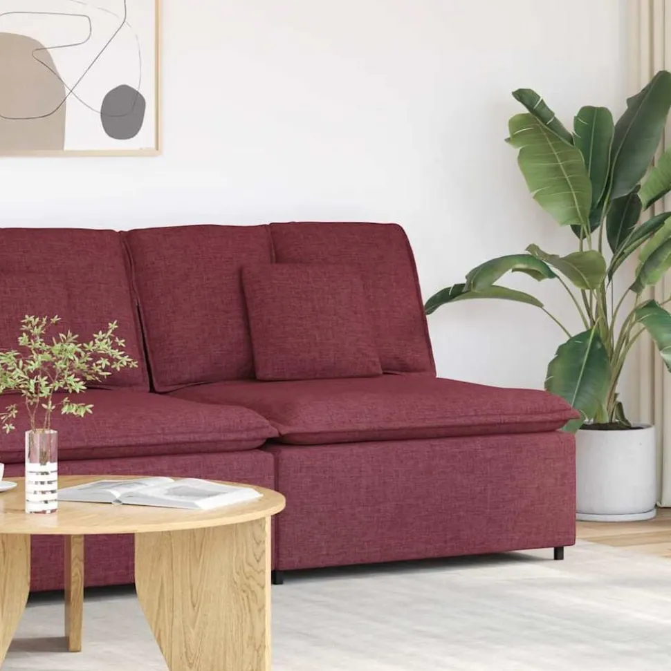 vidaXL Modulaire bank middenmodule met kussens 100 cm wijnrood