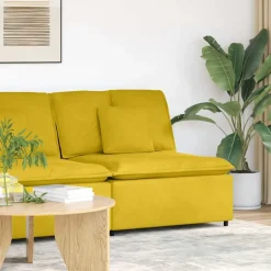 vidaXL Modulaire bank middenmodule met kussens 100 cm geel