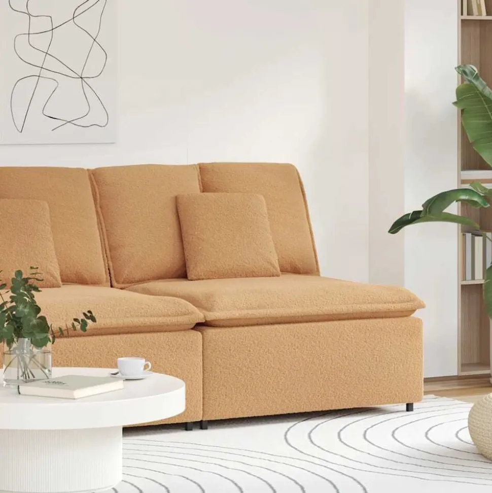 vidaXL Modulaire bank middenmodule met kussens 100 cm beige