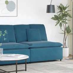 vidaXL Modulaire bank middenmodule met kussens 100 cm blauw
