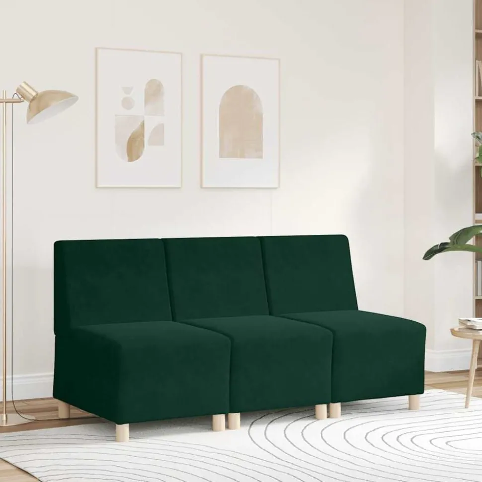 vidaXL Modulaire bank zonder armleuningen donkergroen 55 cm fluweel