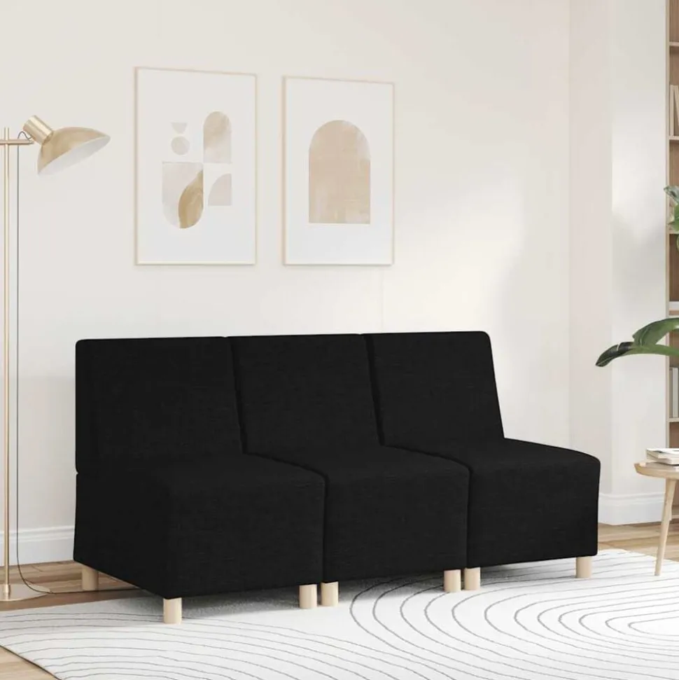 vidaXL Modulaire bank zonder armleuningen zwart 55 cm stof
