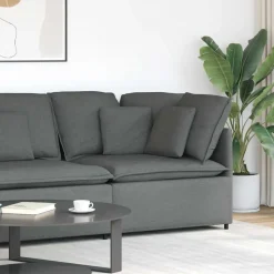 vidaXL Modulaire hoekbank met kussens 100 cm donkergrijs