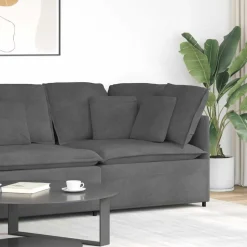 vidaXL Modulaire hoekbank met kussens 100 cm donkergrijs