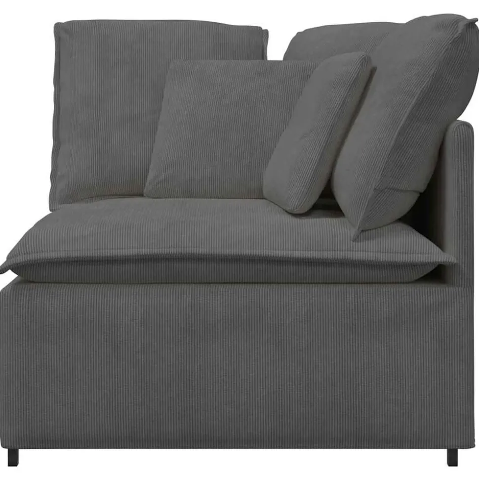 vidaXL Modulaire hoekbank met kussens 100 cm donkergrijs