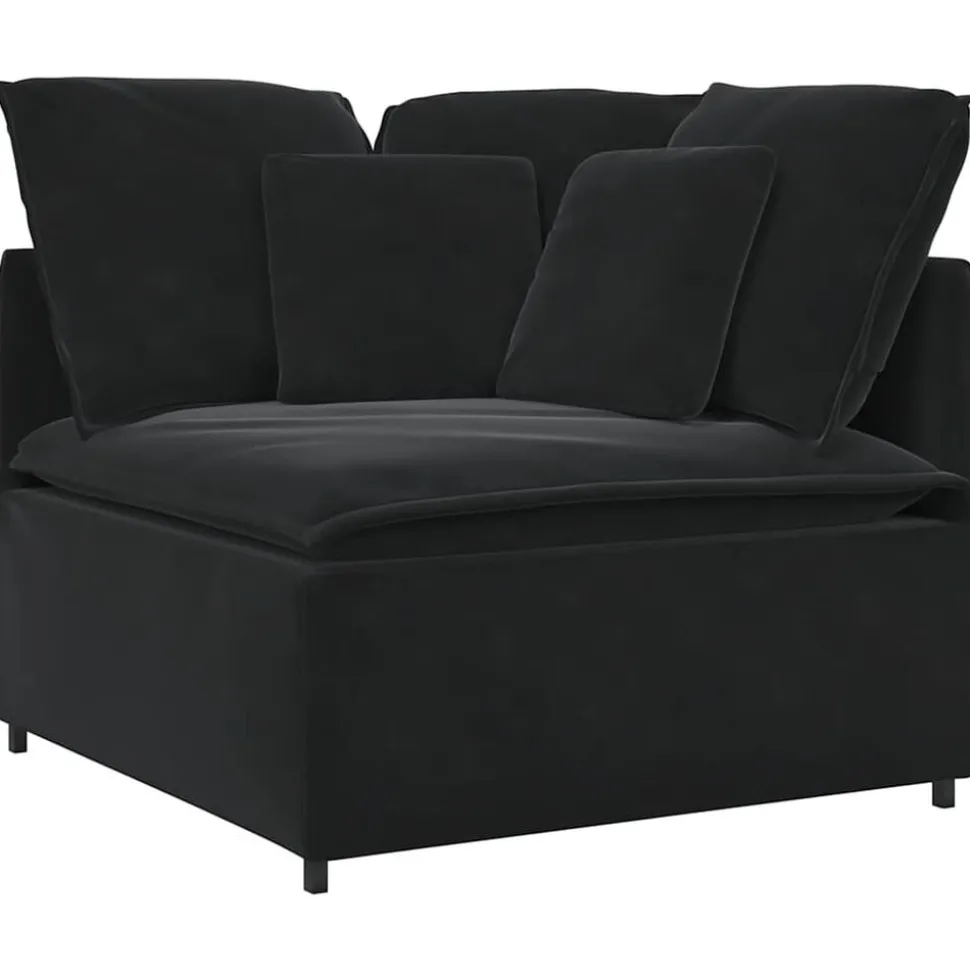 vidaXL Modulaire hoekmodule bank met kussens 100 cm zwart