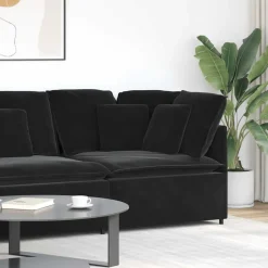 vidaXL Modulaire hoekmodule bank met kussens 100 cm zwart
