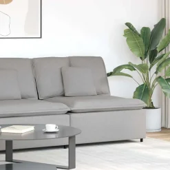 vidaXL Modulaire hoekmodule bank met kussens 100 cm wolk grijs