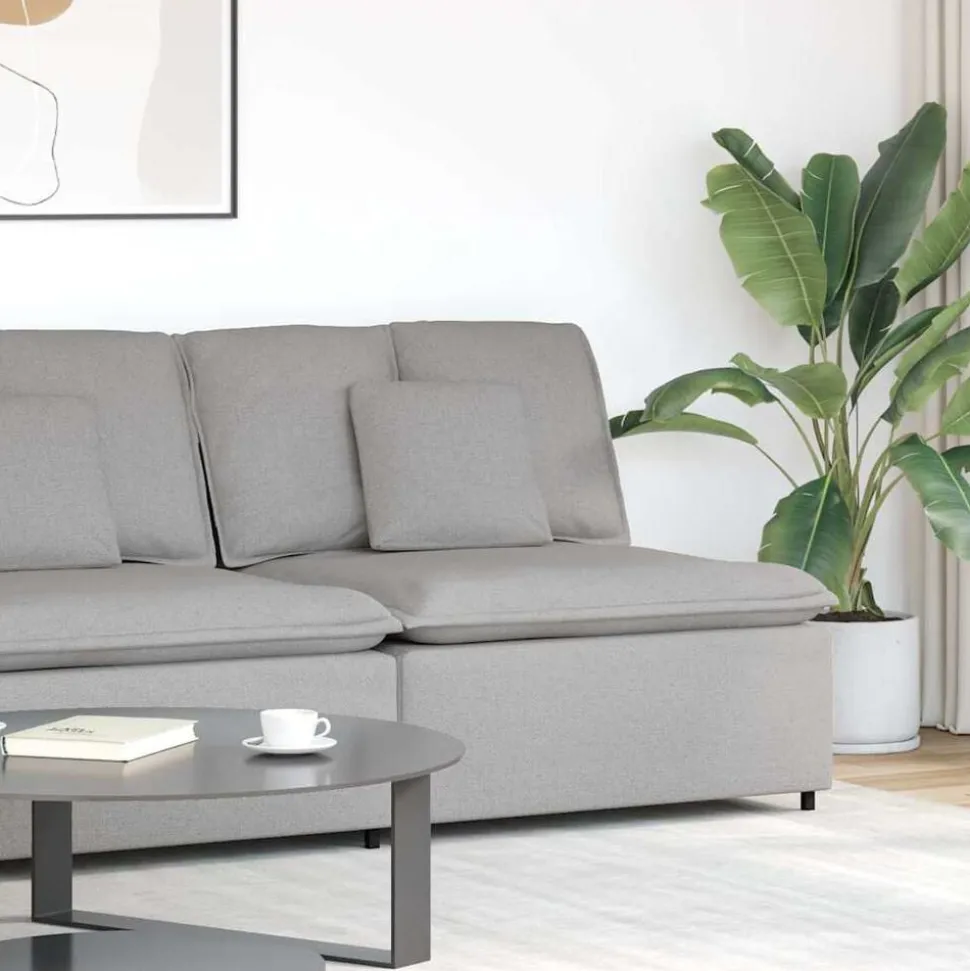 vidaXL Modulaire hoekmodule bank met kussens 100 cm wolk grijs