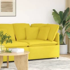 vidaXL Modulaire hoekmodule bank met kussens 100 cm lichtgeel