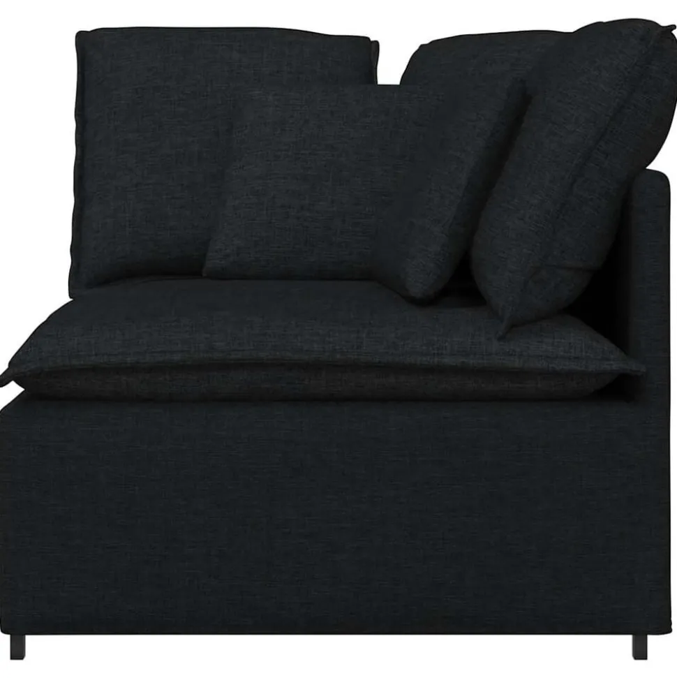 vidaXL Modulaire hoekmodule bank met kussens 100 cm zwart
