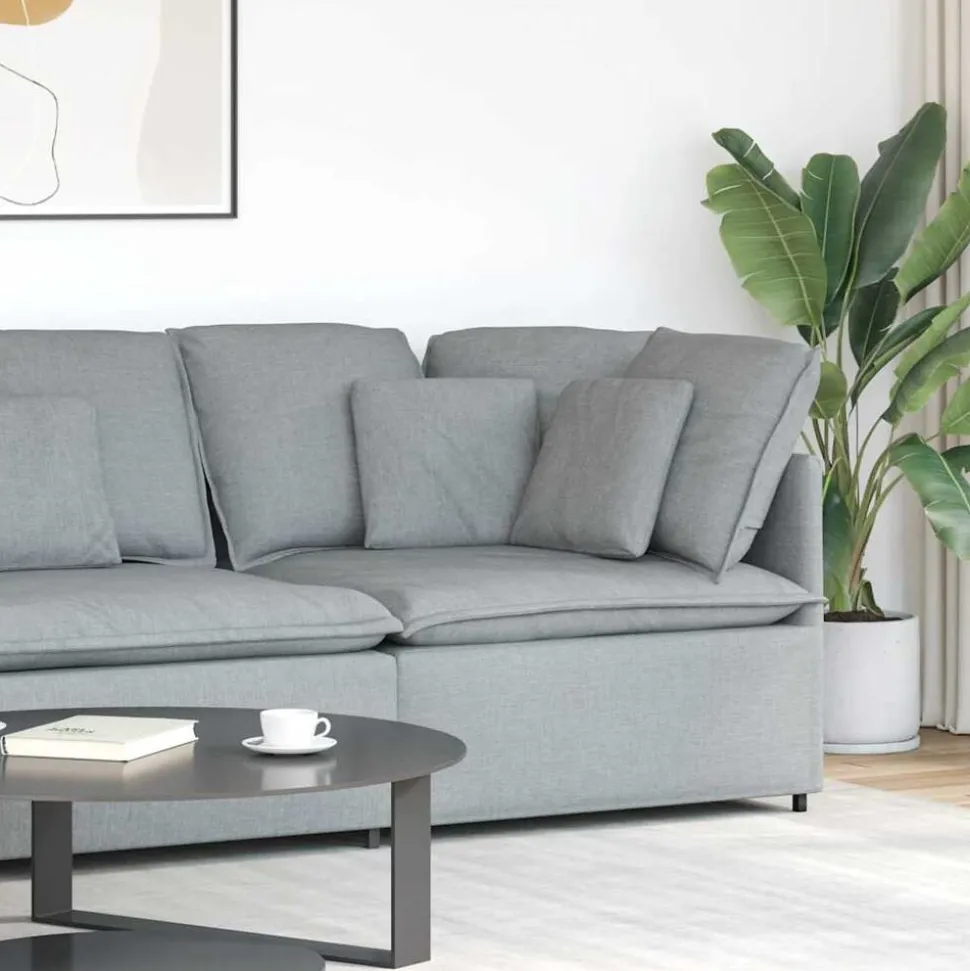 vidaXL Modulaire hoekmodule bank met kussens 100 cm lichtgrijs