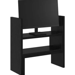 vidaXL Monitor Bureau Stand Zwart Eiken 40 x 17 x 41 cm Bewerkt hout