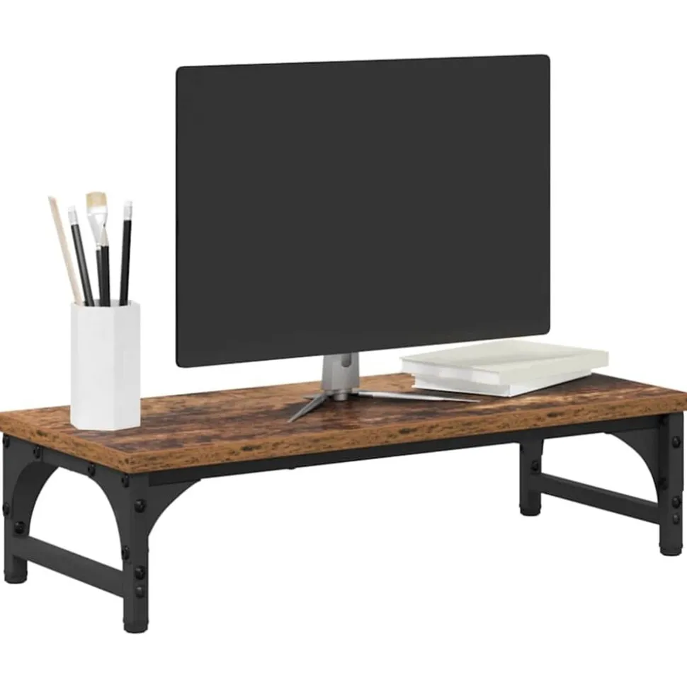 vidaXL Monitor Stand Oud Hout 55 x 23 x 14 cm Bewerkt hout