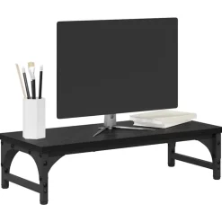 vidaXL Monitor Stand Zwart Eiken 55 x 23 x 14 cm Bewerkt hout