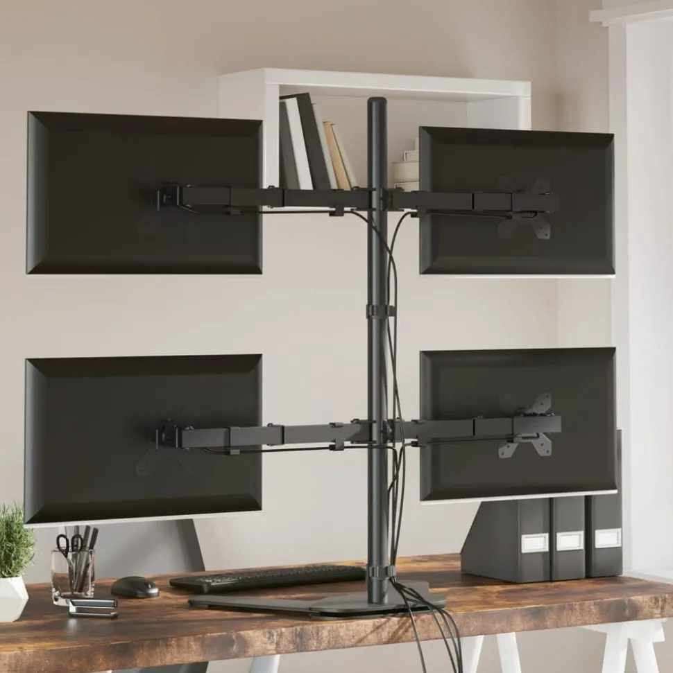 vidaXL Monitorbeugel VESA 75/100 mm zwart staal
