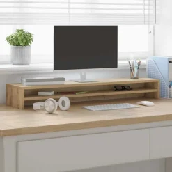 vidaXL Monitorstandaard Artisan Eikenhout 100x24x13 cm