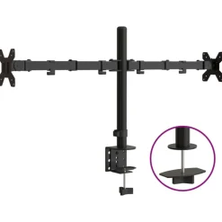 vidaXL Monitorstandaard dubbel VESA 75/100 mm staal zwart