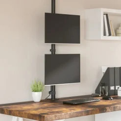 vidaXL Monitorstandaard dubbel VESA 75/100 mm staal zwart