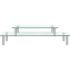 vidaXL Monitorstandaard 2-laags transparant glas