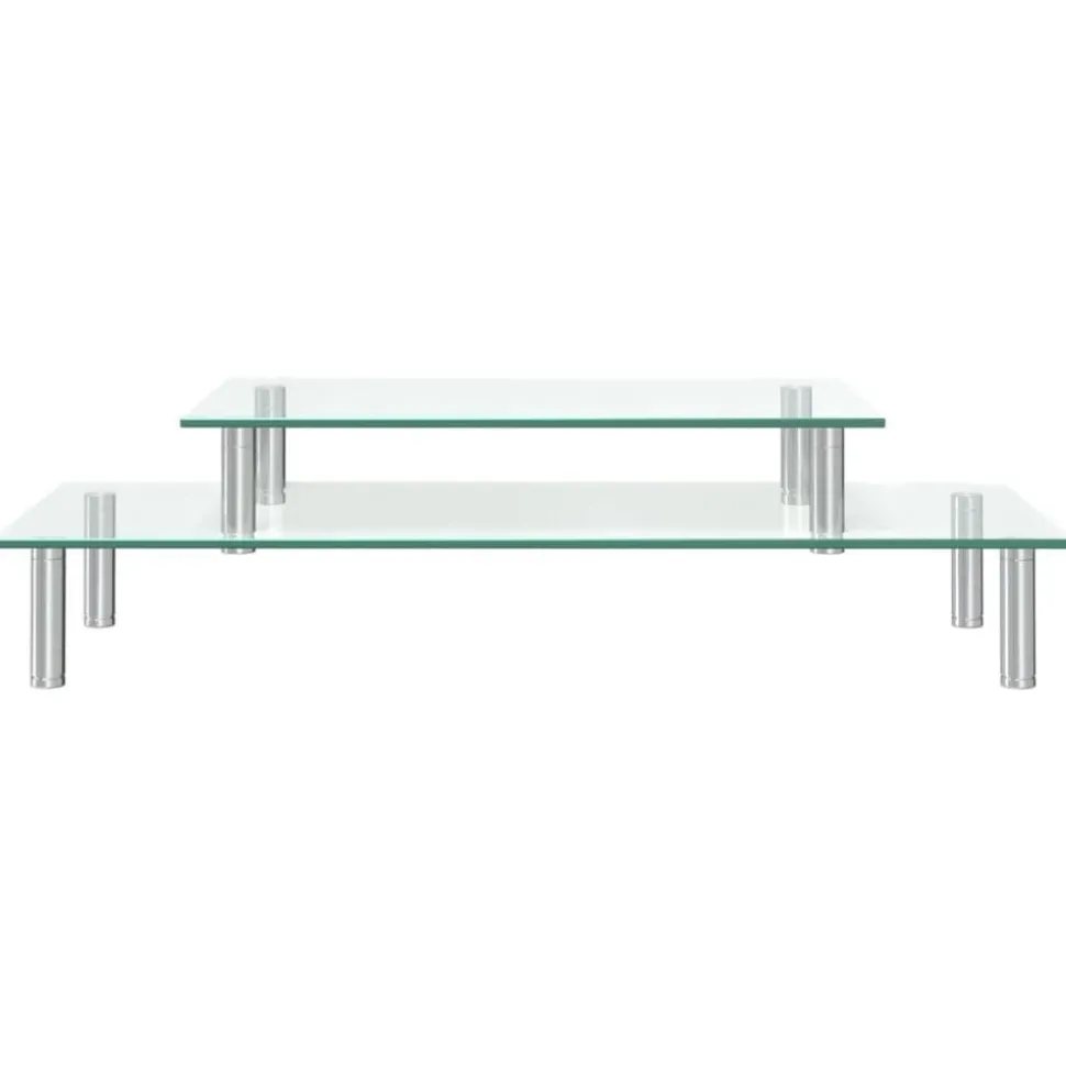 vidaXL Monitorstandaard 2-laags transparant glas