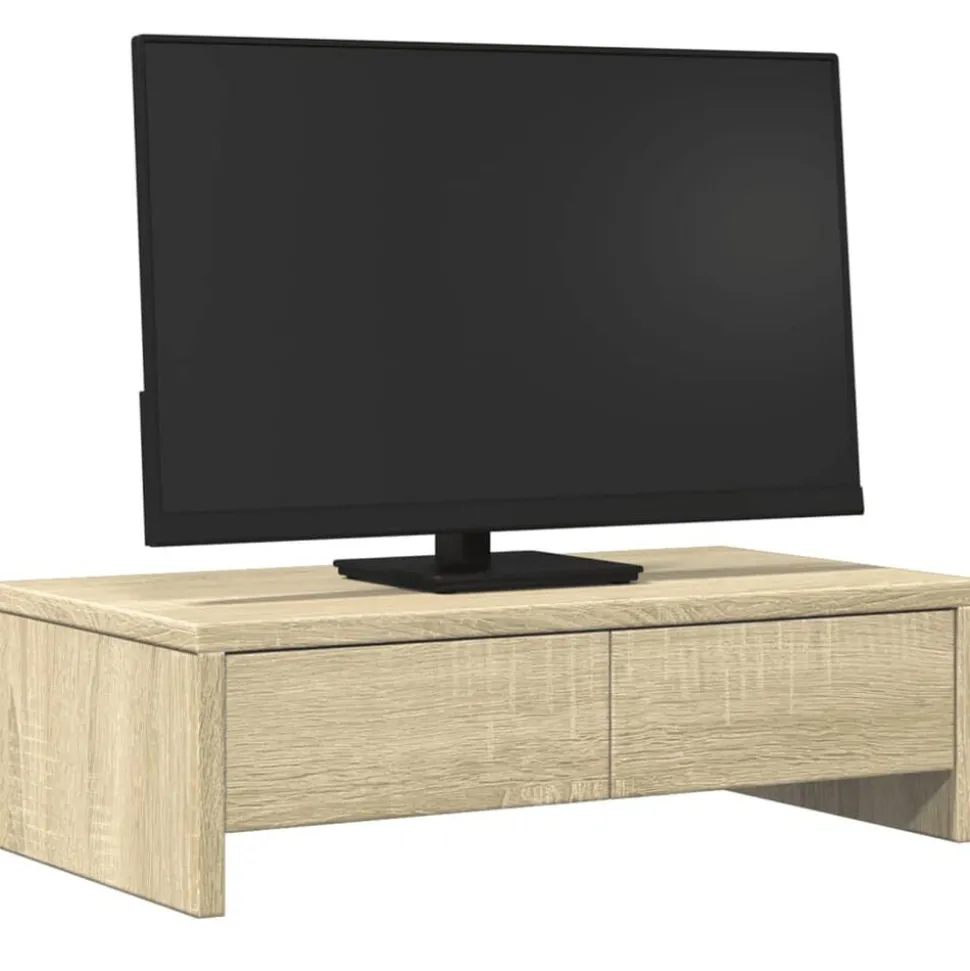vidaXL Monitorstandaard met lades 50x27x15 cm hout sonoma eikenkleur