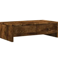 vidaXL Monitorstandaard met lades 50x27x15 cm hout gerookt eikenkleur