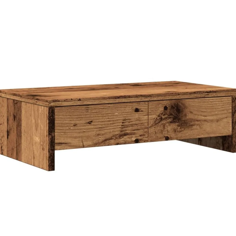 vidaXL Monitorstandaard met lades 50x27x15 cm bewerkt hout oud hout