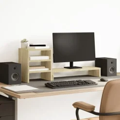vidaXL Monitorstandaard met bureau-organizer bewerkt hout sonoma eiken