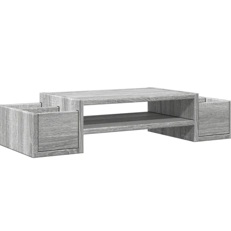 vidaXL Monitorstandaard met opbergruimte 70x27x15 cm hout grijs sonoma