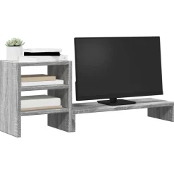 vidaXL Monitorstandaard met bureau-organizer bewerkt hout grijs sonoma