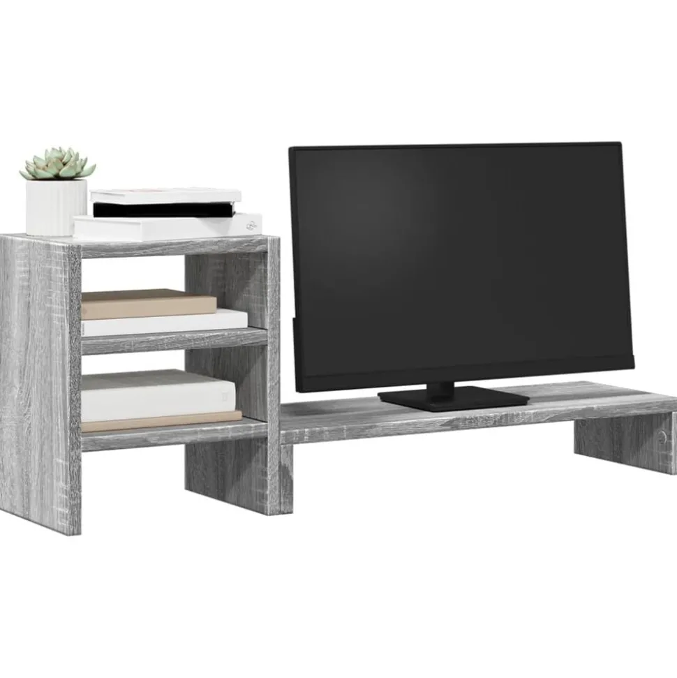 vidaXL Monitorstandaard met bureau-organizer bewerkt hout grijs sonoma