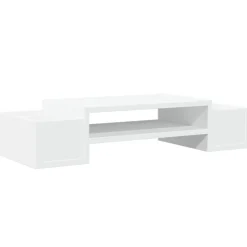 vidaXL Monitorstandaard met opbergruimte 70x27x15 cm bewerkt hout wit