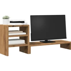 vidaXL Monitorstandaard met bureau-organizer hout artisanaal eiken