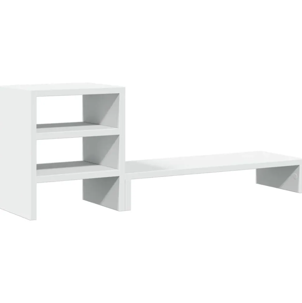 vidaXL Monitorstandaard met bureau-organizer bewerkt hout wit