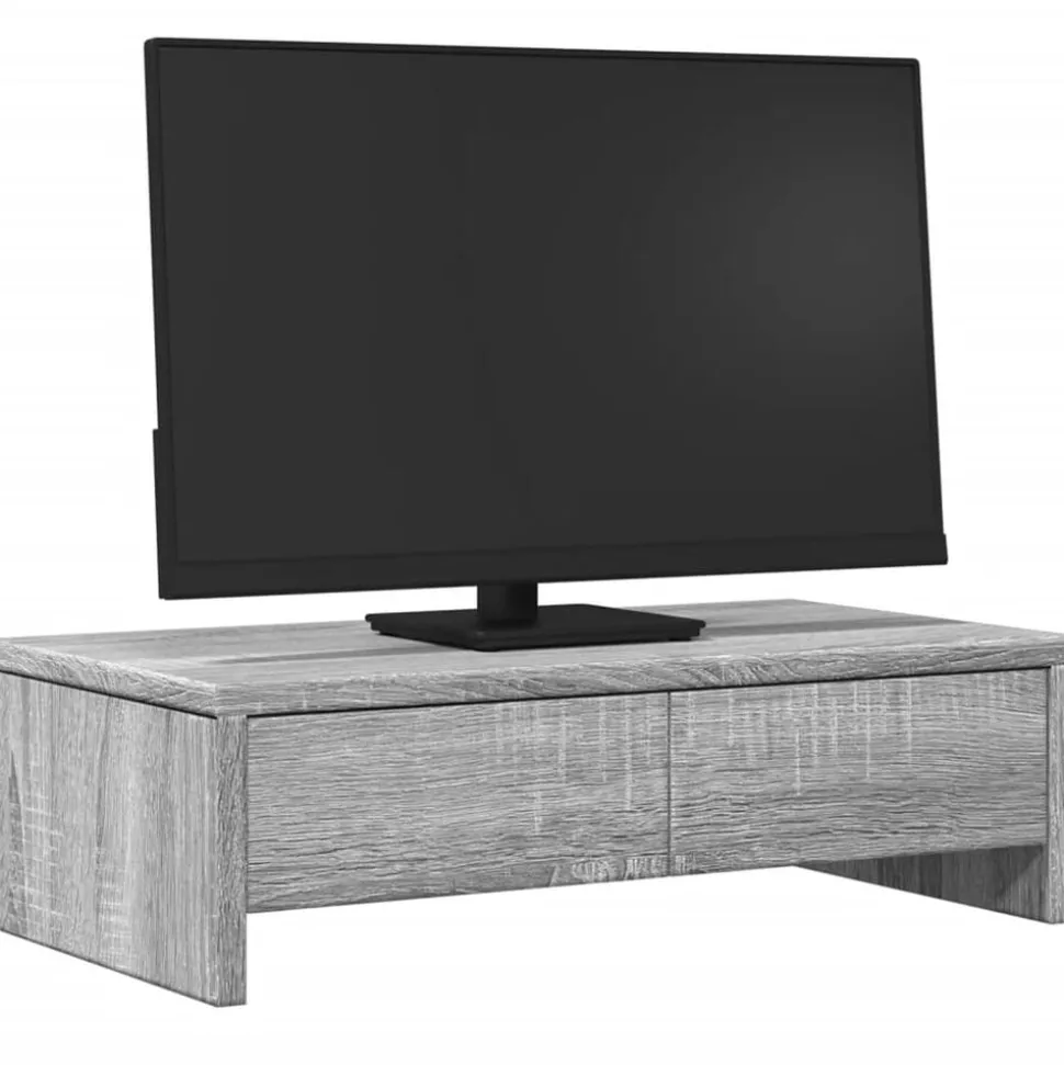 vidaXL Monitorstandaard met lades 50x27x15 cm hout grijs sonoma eiken